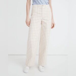 Madewell Faded Rust Slim Emmett Wide-Leg Full-Length Pants in Windowpane Size 30